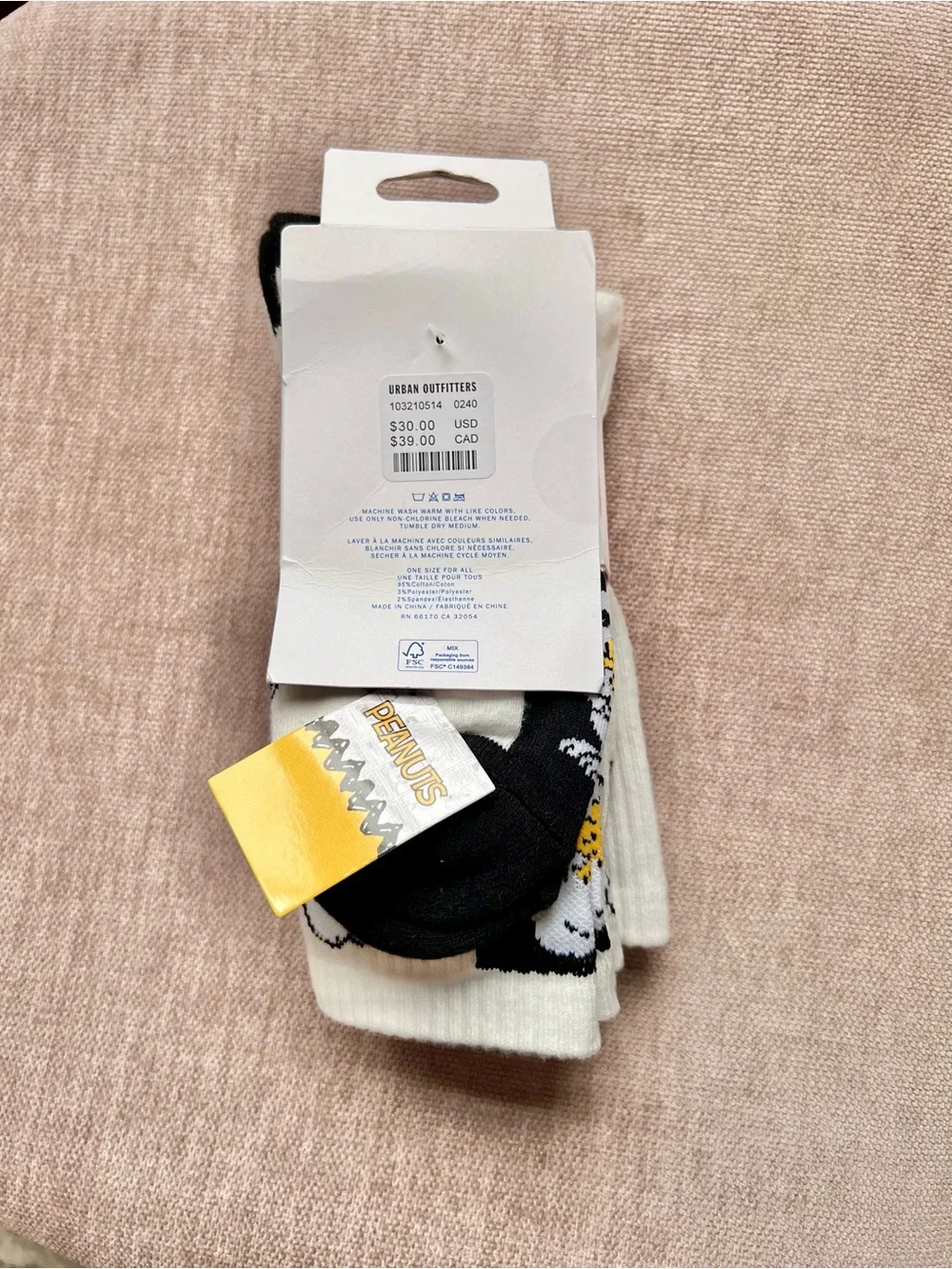 Peanuts Snoopy socks Snoopy and Woodstock graphics Varsity Crew Socks 3-Pack NWT